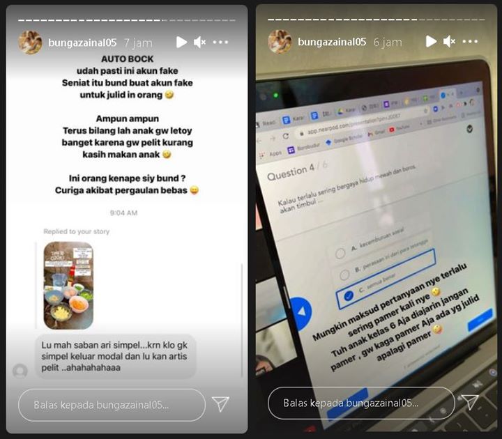 Bunga Zainal Sindir Pedas Akun Fake Usai Disebut Kurang Kasih Makan Anak: Seniat Itu