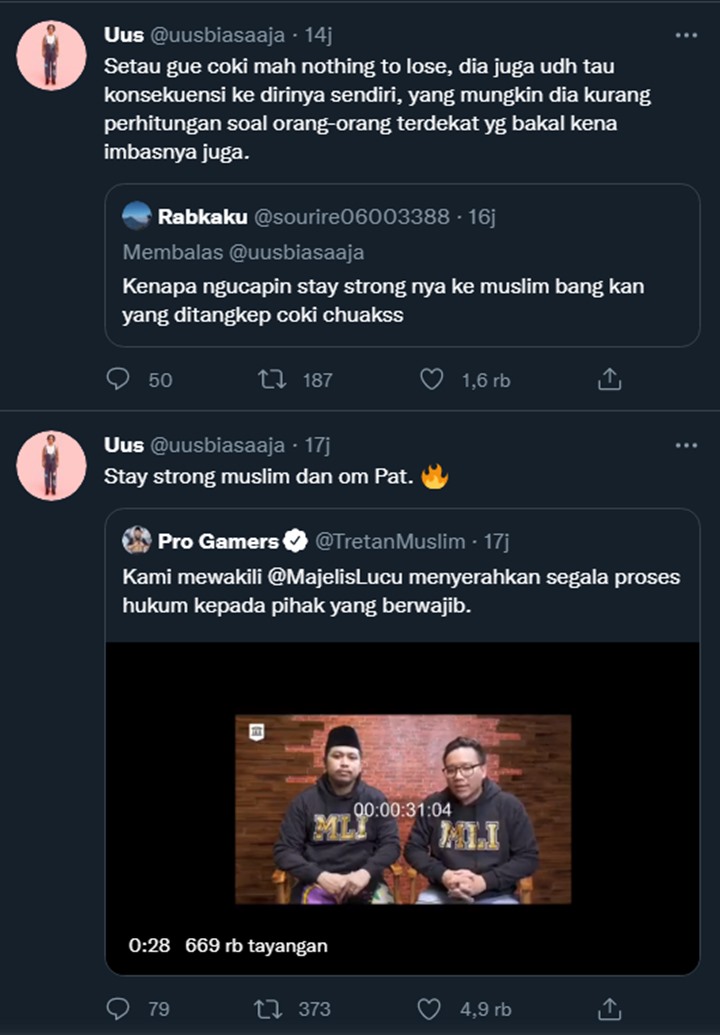 Uus Ungkap Alasan Semangati Tretan Muslim Saat Coki Pardede Ditangkap