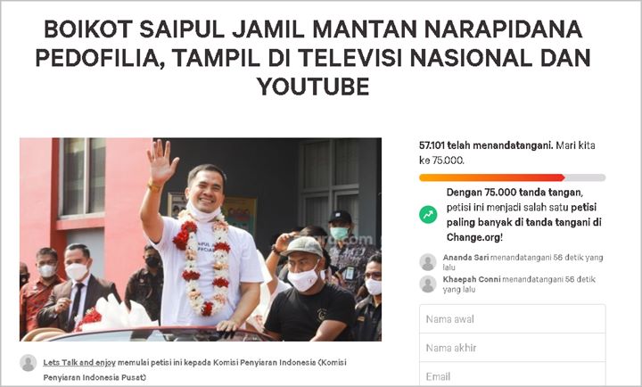 Petisi Boikot Saiful Jamil Tampil di TV dan YouTube Viral, Ditanda Tangani Lebih dari 50 Ribu Orang