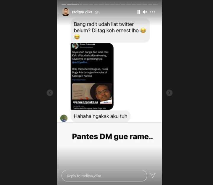 Reaksi Raditya Dika