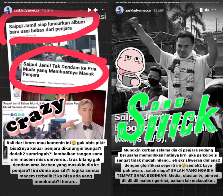 Ikut Kritik Sambutan Meriah Kebebasan Saipul Jamil, Zaskia Adya Mecca: Ini Dunia Apa Sih?