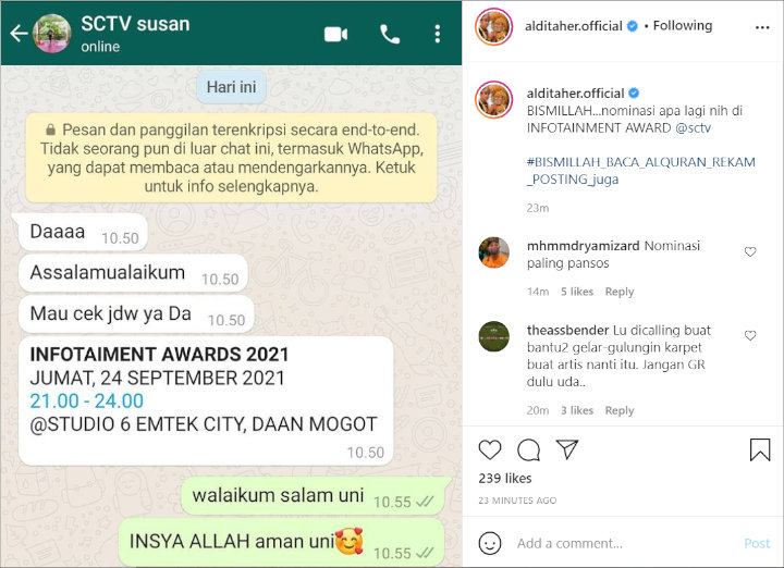 Aldi Taher Pamer Diundang Hadiri Infotainment Awards 2021, Dapat Nominasi Apa?