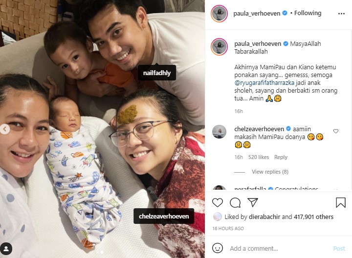 Paula Verhoeven Sambangi Keponakan, Benda di Dahi Chelzea Verhoeven Jadi Perbincangan