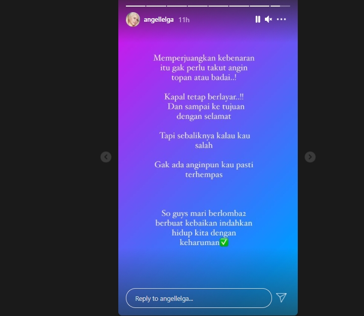 Angel Lelga Dibela Saat Kalina Oktarani Beri Sindiran: Orang-orang Cerdas!