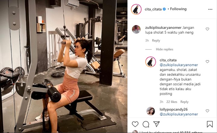 Posting Soal Memperbaiki Diri, Cita Citata Balas Menohok Saat Diingatkan Untuk Salat 5 Waktu