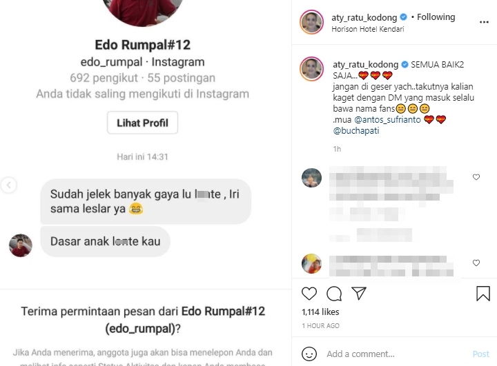 Aty Kodong Perlihatkan Komentar Jahat \'Fans Leslar\'