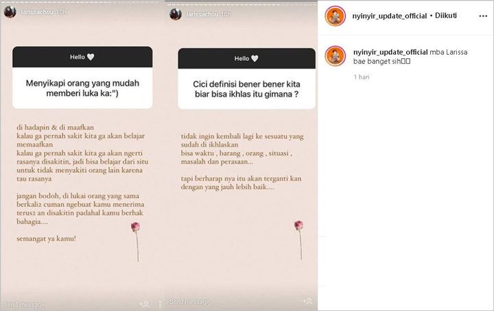 Definisi Benar-benar Ikhlas Larissa Chou Bikin Kagum, Hingga Cara Sikapi Orang yang Mudah Beri Luka