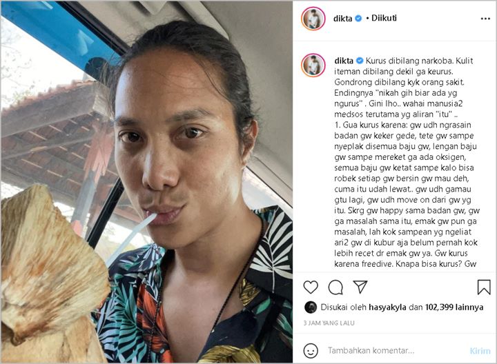 Dikta ‘Semprot’ Tuduhan Kurus Karena Narkoba Hingga Cibiran Dekil Bak Tak Terurus