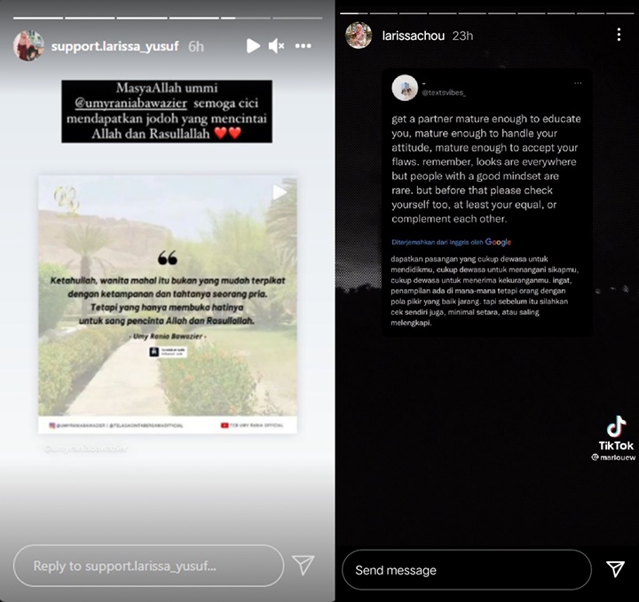 Larissa Chou \'Dinasihati\' Umi Rania Cari Pasangan Seperti Ini, Punya Pendapat Lain?