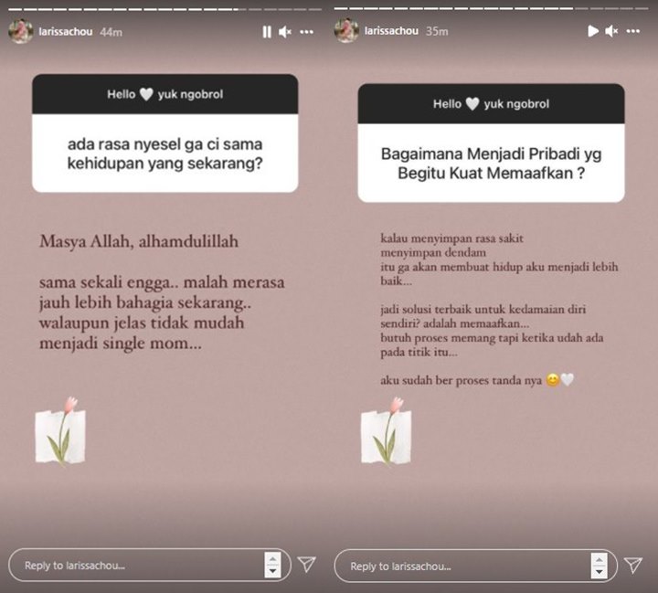 Larissa Chou Lebih Bahagia Saat Jadi Single Mom, Ungkap Cara Jadi Pribadi yang Memaafkan