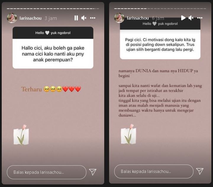 Perasaan Larissa Chou Saat Ada Yang Minta Izin Tiru Namanya, Jawabannya Singkat
