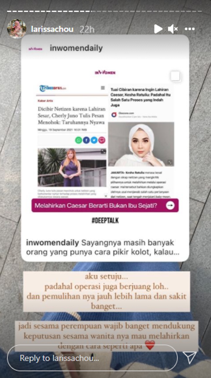 Larissa Chou Tak Setuju Artis yang Pilih Lahiran Caesar Dihujat, Punya Pendapat Begini