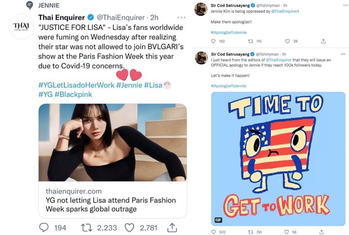 Netizen Marah dan Kritik Media Thailand yang Seret Nama Jennie BLACKPINK dalam Tweet Soal Lisa