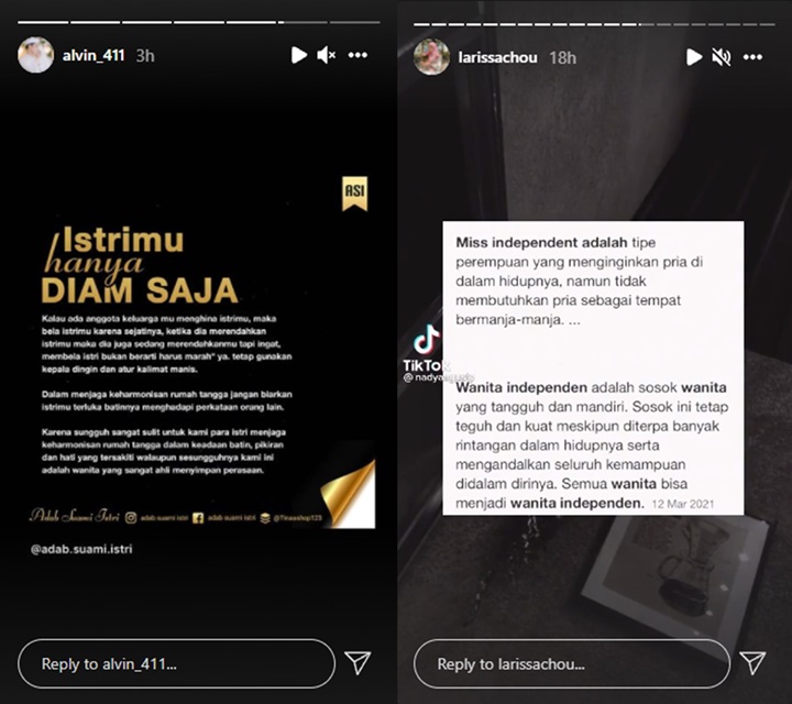 Alvin Faiz Sebut Suami Wajib Bela Istri Saat Direndahkan, Begini \'Balasan\' Larissa Chou