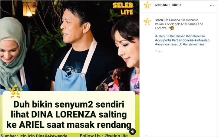 Ramai Dijodohkan, Momen Ariel NOAH dan Dina Lorenza Senyum \'Salting\' Saat Bertatapan Disebut Nular