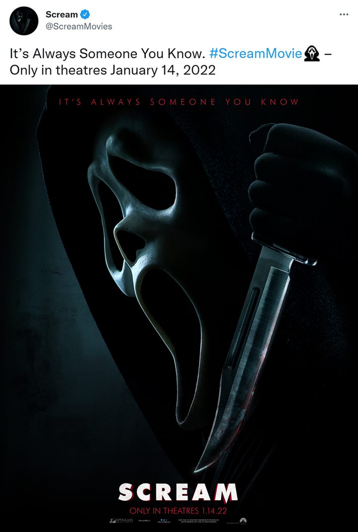 Poster Terbaru Scream 5 Ungkap Penampakan Mengerikan Ghostface