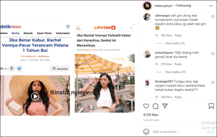 Jika Terbukti Kabur, Rachel Vennya dan Salim Nauderer Terancam Dibui Hingga Bayar Denda Rp100 Juta