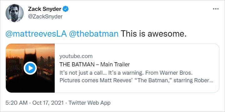 Zack Snyder Ikut Komentari Trailer \'The Batman\', Apa Katanya?