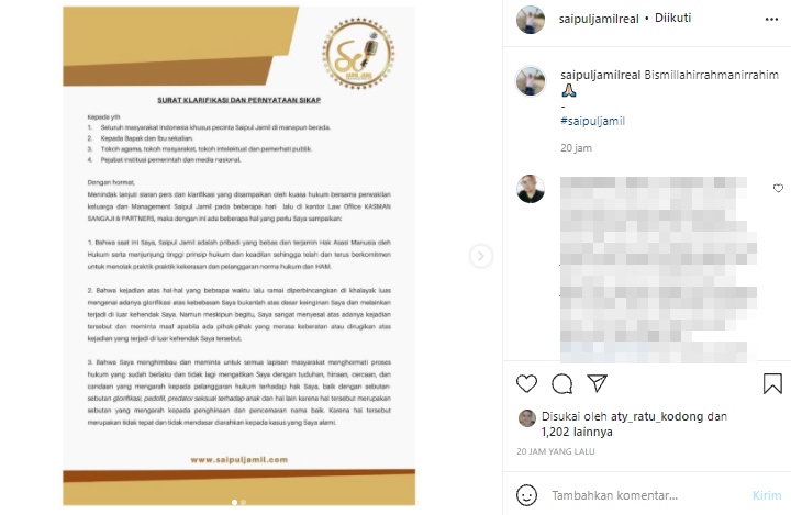 Saipul Jamil Tak Mau Dikaitkan dengan Sebutan Pedofil, Ancam Bakal Seret ke Jalur Hukum