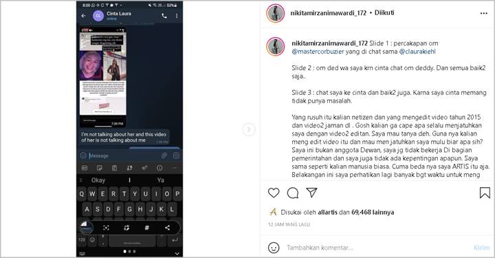 Dikira Saling Sindir, Nikita Mirzani Kuak Chat Akur dengan Cinta Laura Sebut Sosok Ini Bikin Rusuh