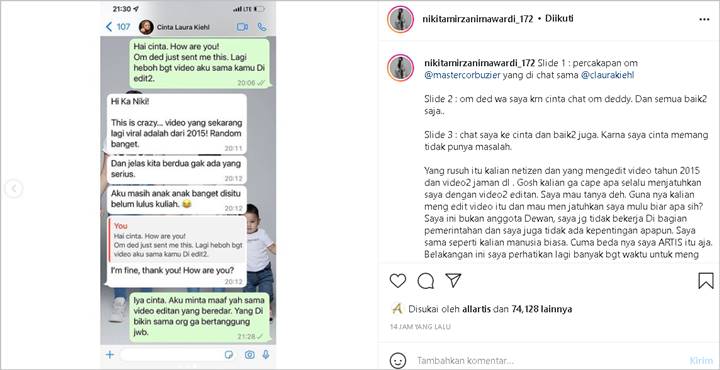 Sikap Nikita Mirzani Minta Maaf ke Cinta Laura Luruskan Soal Video yang Diedit Kantongi Pujian