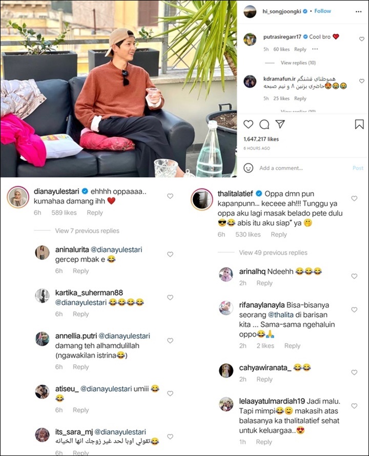 Komentar Halu Thalita Latief dan Dian Ayu di Postingan Terbaru Song Joong Ki Ramai Diserbu