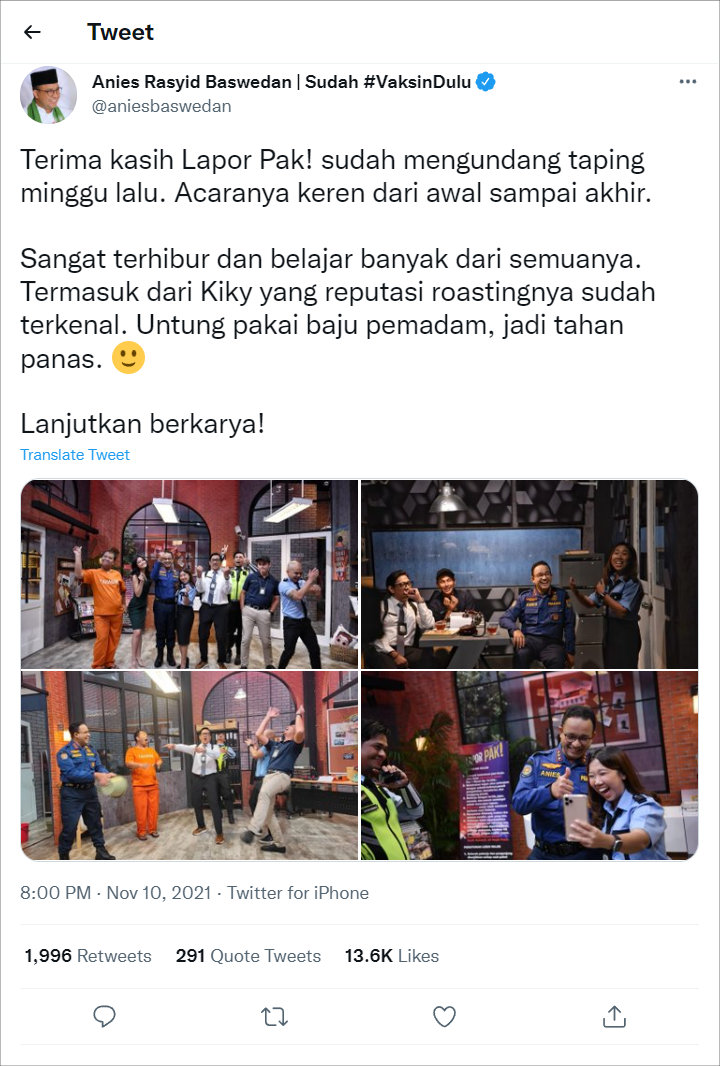 Kiky Saputri Dibully, Anies Baswedan Respons Begini Usai Di-Roasting
