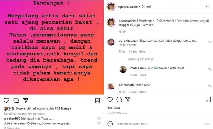 Rony Dozer Meninggal, Ramalan Tigor Otadan Terbukti Benar?