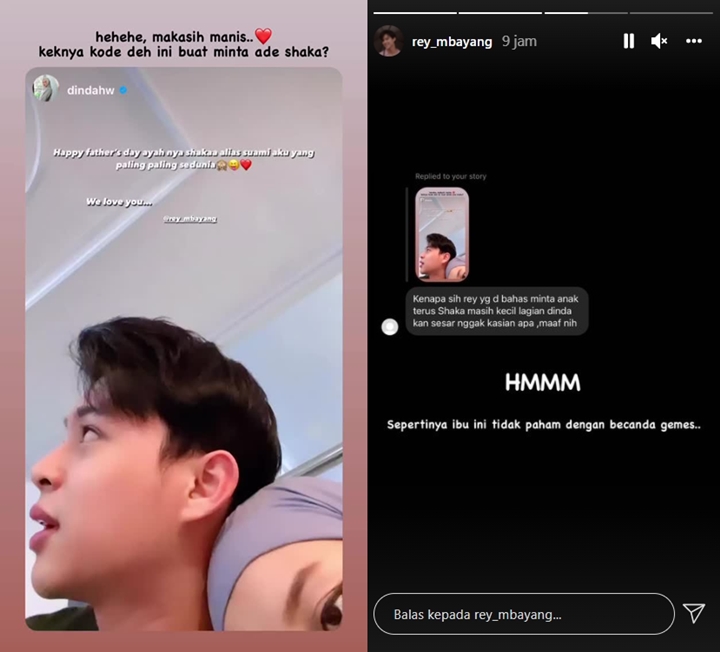 Rey Mbayang Jawab Teguran \'Minta Anak Terus\' ke Dinda Hauw