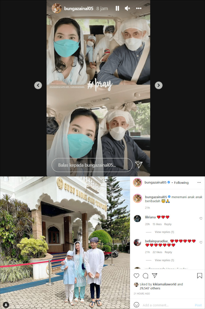 Agamanya Kerap Kali Dipertanyakan Netizen, Bunga Zainal Pamer Momen Antar Anak Beribadah