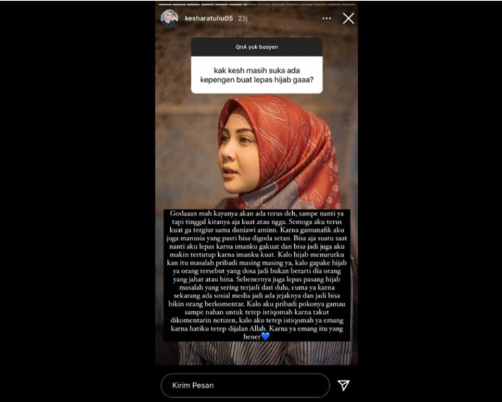 Jawaban Cerdas Kesha Ratuliu Ditanya Soal Keinginan Lepas Hijab, Singgung \'Peran\' Netizen