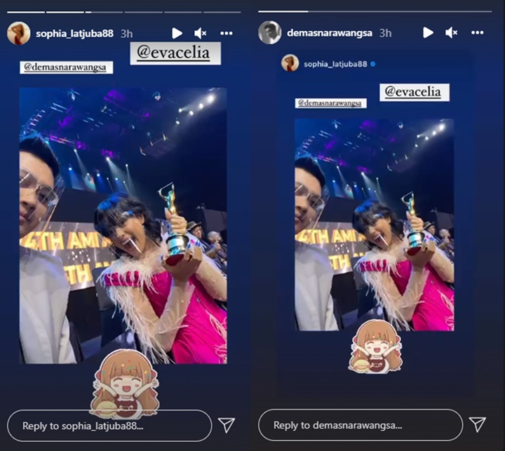 AMI Awards 2021: Gandeng Calon Suami, Eva Celia Tampil Memukau Kenakan Mini Dress Unik