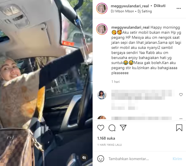 Meggy Wulandari Tanggapi Kritik Nyetir Sambil Joget: Izinkan Aku Bahagia