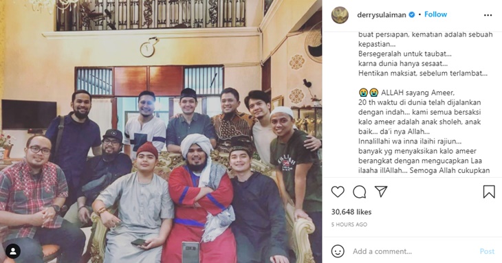 Kesaksian Ustaz Derry Sulaiman Sebut Ameer Azzikra Sempat Ucap Ini Sebelum Meninggal, Merinding!
