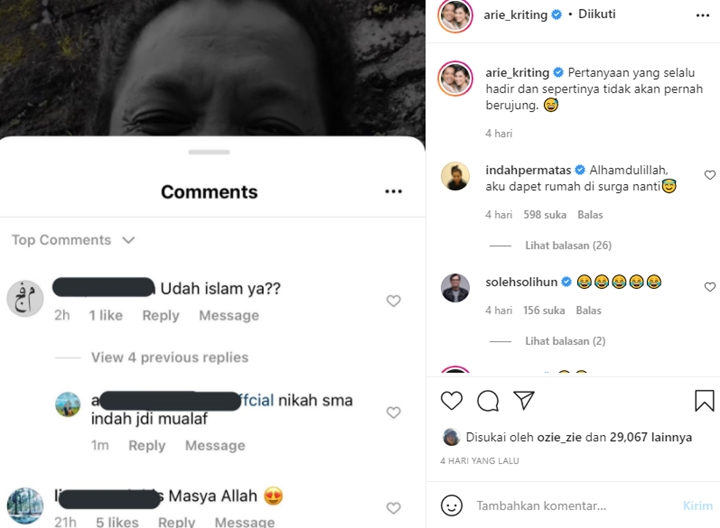 Arie Kriting Lagi-lagi Ditanya Agama: Pertanyaan Tak Berujung