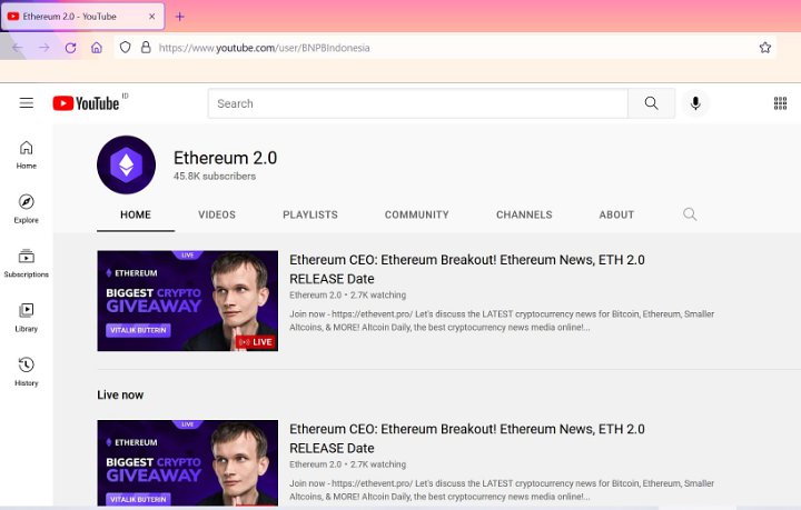 Tampilan Kanal YouTube BNPB Indonesia