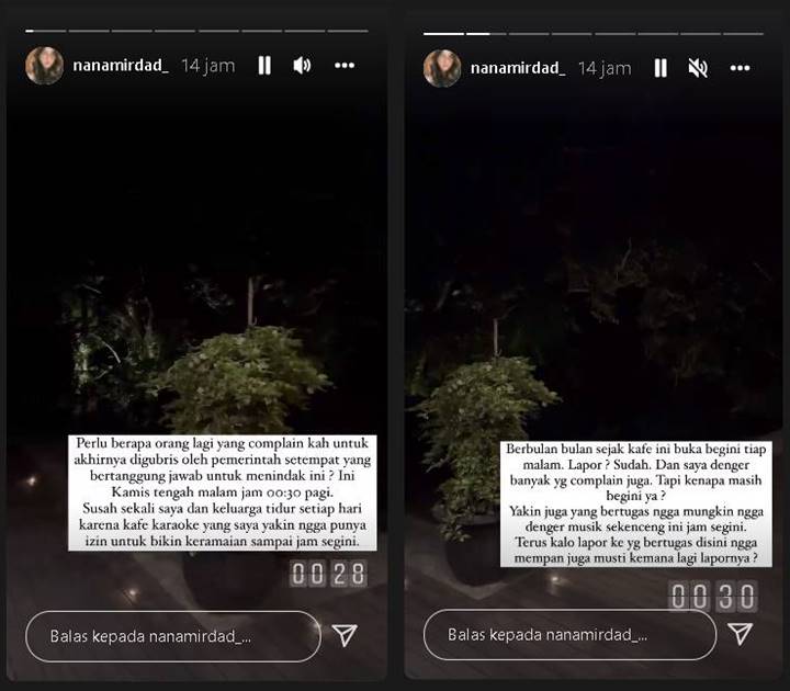 Tengah Malam Masih Terganggu Suara Musik Kafe, Nana Mirdad: Perlu Berapa Orang Lagi yang Komplain?