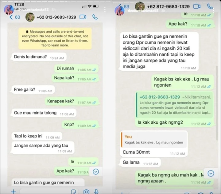 Bongkar Chat WA, Denise Chariesta Syok Diminta Nikita Mirzani \'Layani\' Anggota DPR