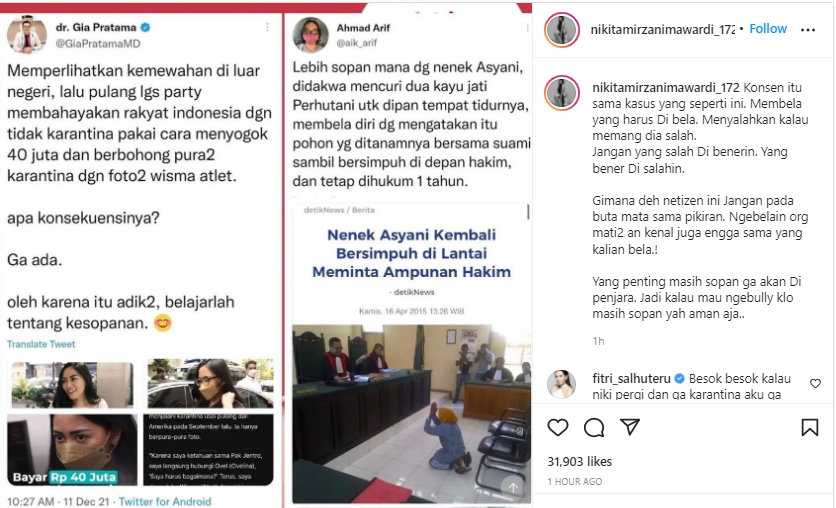Rachel Vennya Tak Dipenjara Karena Sopan, Nikita Mirzani: Jangan Pada Buta Mata