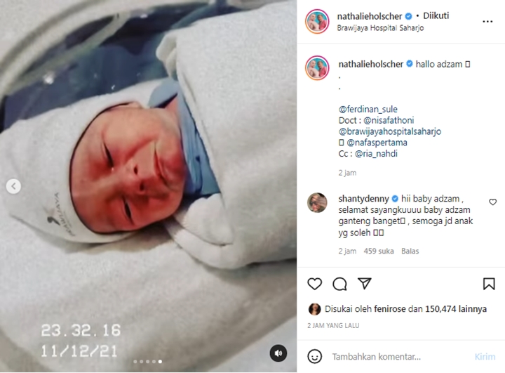 Selamat! Buah Hati Sule dan Nathalie Holscher Lahir, Diberi Nama Adzam Adriansyah Sutisna