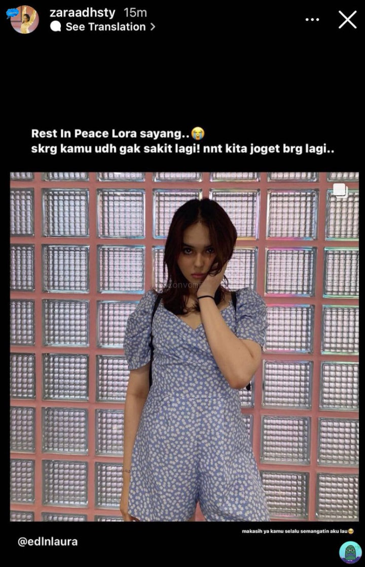 Adhisty Zara Malah Ramai Dihujat Usai Beri Ucapan Duka Untuk Laura Anna