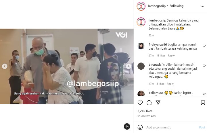 Usai Proses Kremasi, Ayah Laura Anna Terus Dekap Guci Abu Bikin Nyesek