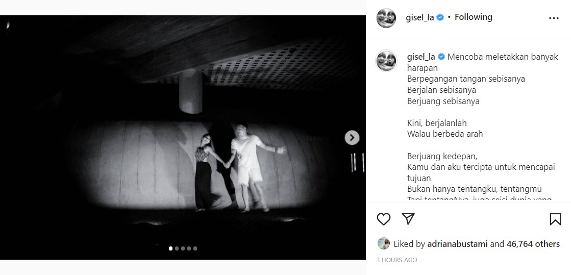 Gisella Anastasia dan Wijaya Saputra Diduga Putus, Caption Perpisahan Enggan Dikomentari