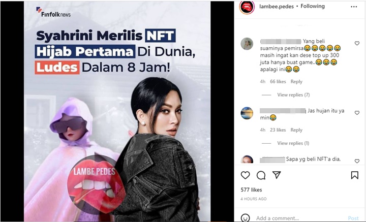 Syahrini Malah Dinyinyiri Usai Rilis NFT Hijab Pertama di Dunia yang Ludes dalam 8 Jam