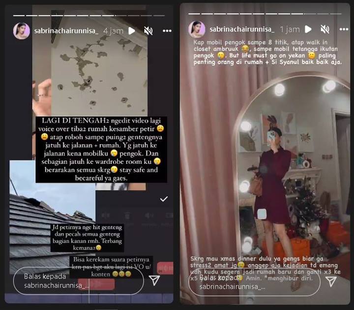 Detik-detiknya Terekam, Sabrina Chairunnisa Ceritakan Insiden Atap Rumah Tersambar Petir