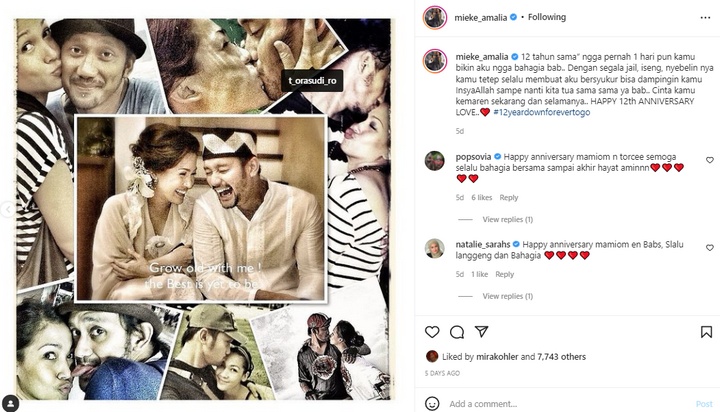 Mieke Amalia dan Tora Sudiro Rayakan Anniversarry Pernikahan ke-12