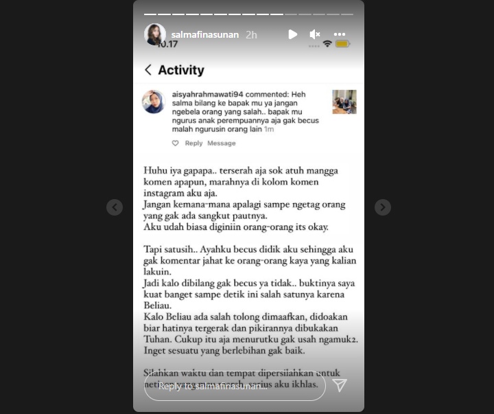 Disindir Soal Sunan Kalijaga Agar Tak Ikut Campur Masalah Orang, Respons Salmafina Sunan Kalem