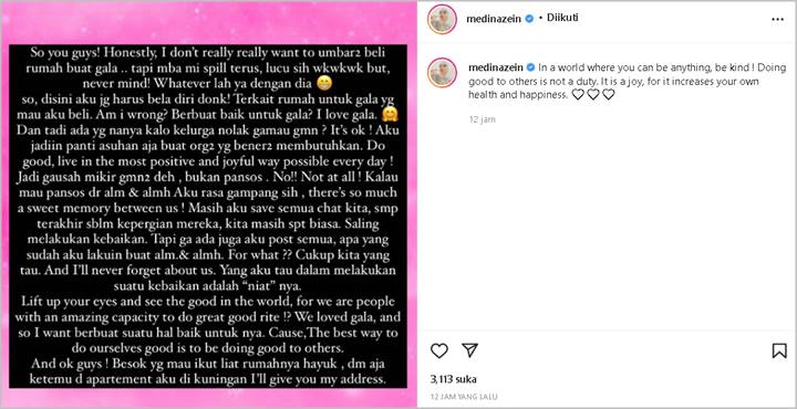 Medina Zein \'Bela Diri\' Soal Niat Beli Rumah untuk Gala, Rencanakan Ini Jika Dapat Penolakan