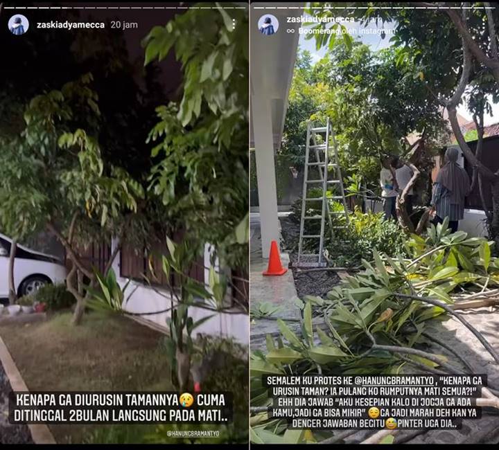 Zaskia Adya Mecca Ngomel Hanung Bramantyo Tak Urus Taman di Rumah Jojga