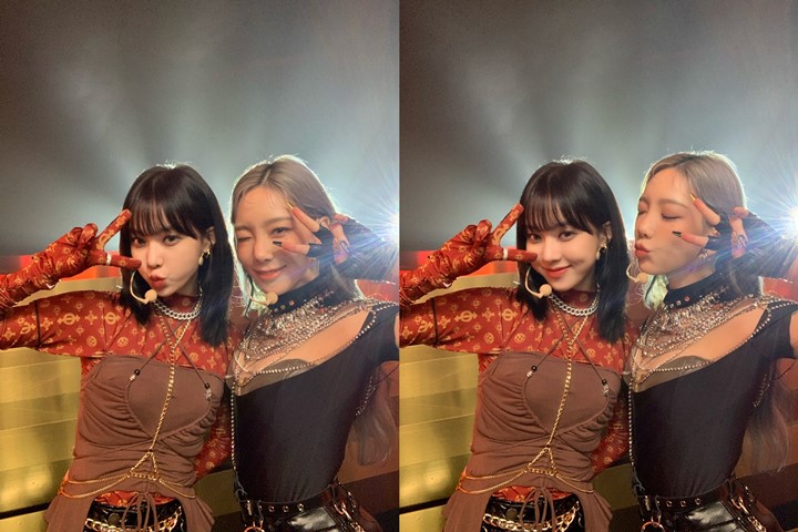 Potret Winter aespa dan Tae Yeon SNSD